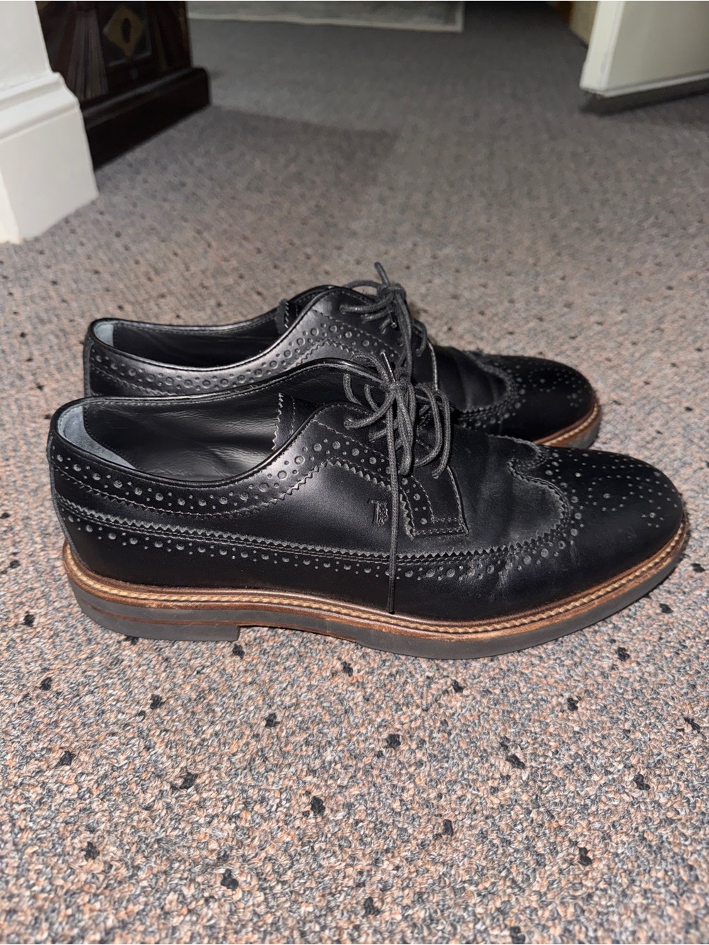 Tod's Black Leather Lace-Up Loafers